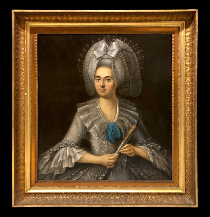 Parisian School (c. 1780) - Portrait Of A Grand Lady In An Extravagant Hairstyle