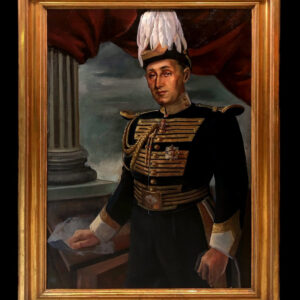 Escuela española (siglos XIX-XX) - Retrato de un Gran Maestre de Zaragoza con sombrero de plumas