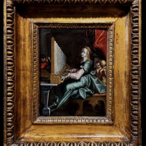 Taller de Frans Francken el Joven (1581-1642) - Santa Cecilia se deleita con la música celestial.