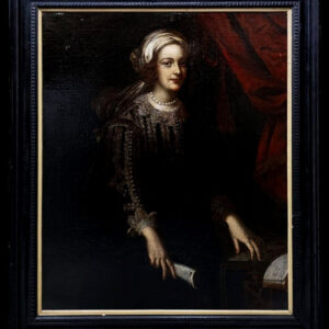 Giovanni Bernardo Carbone (1616-1683), Séquito de - Retrato de una dama con virginal