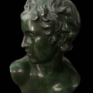 Cabeza de Ganímedes en bronce, Verde Antico - Italia, c. 1950