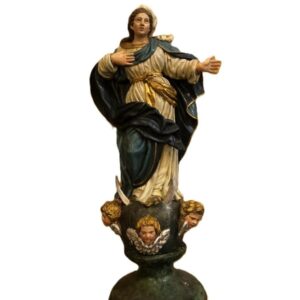 Inmaculada Concepción tallada en madera policromada - Escuela española, siglo XVII