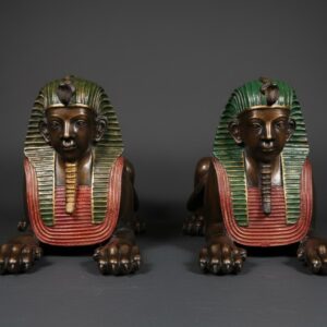 Dos esfinges de bronce pintadas - Europa, c. 1950