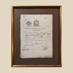 Salvoconducto para salir de París, 1793, firmado por Antoine François Momoro, entre otros.