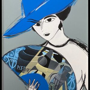 Escuela española contemporánea - Mujer con sombrero azul