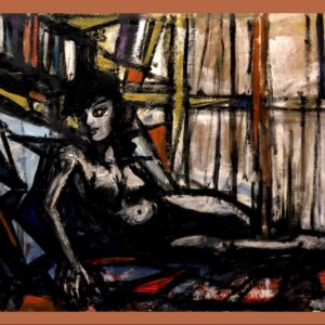 Escuela francesa (años 80) - Desnudo cerca de una vidriera